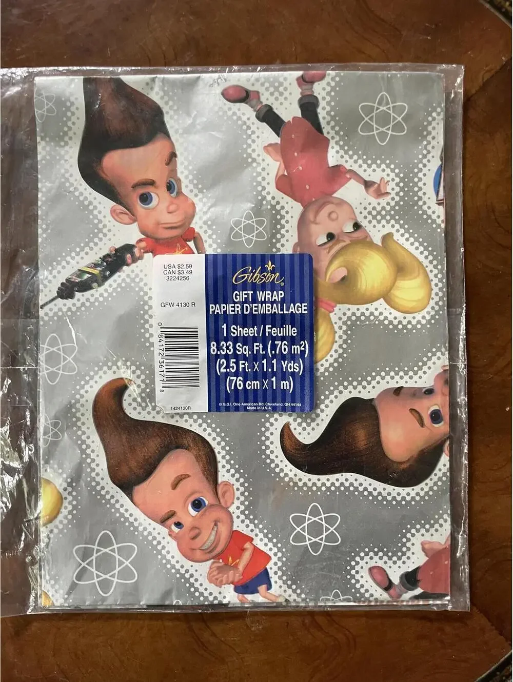 Y2K Jimmy Neutron Gibson Gift Wrap Paper Sheet Nickelodeon 1 Sheet Unused
